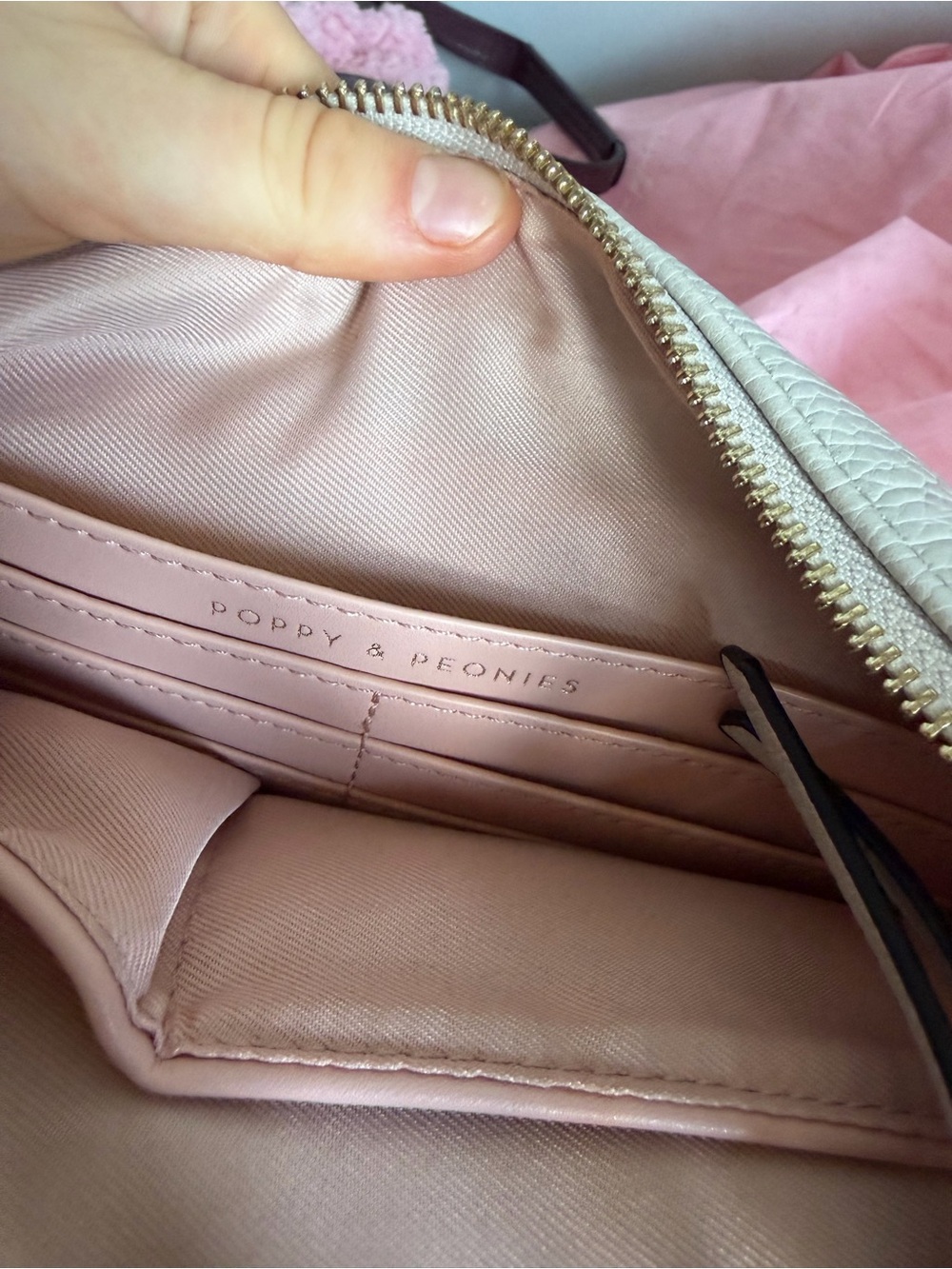 Poppy & Peonies Blush Crossbody Bag with Gold Hardware - Picture 3 of 3